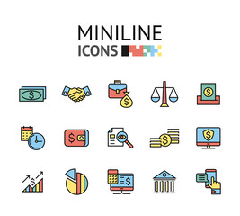 accounting, banking finance flat line icons vector