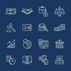 accounting, banking finance flat line icons vector