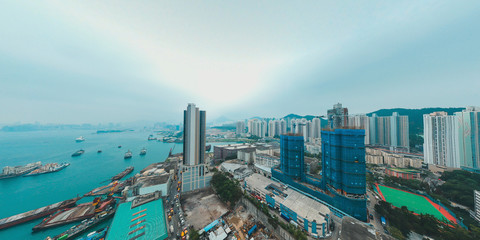 Fototapeta na wymiar Panorama aerial view cityscape in Eastern District of Hong Kong