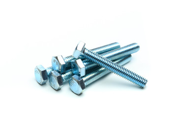 Screws isolated on white close up view .