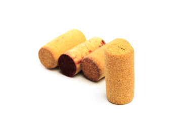 Wine corks isolated on white background .