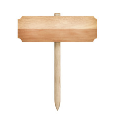 Wooden sign isolated on white with clipping path