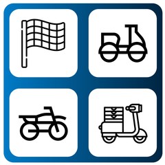 Set of motocross icons such as Race flag, Motorcycle, Motocross, Moped , motocross