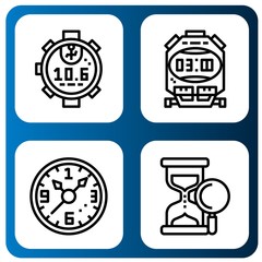 Set of countdown icons such as Stopwatch, Wall clock, Sand clock , countdown