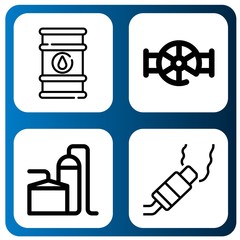Set of gasoline icons such as Oil barrel, Valve, Storage tank, Pollution , gasoline