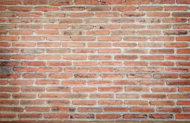 Weathered stained old brick wall background