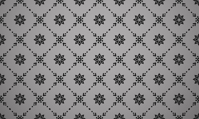 Flower geometric pattern. Seamless vector background. Black and grey ornament