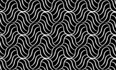 The geometric pattern with wavy lines. Seamless vector background. White and black texture. Simple lattice graphic design