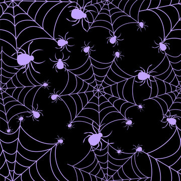 Abstract seamless halloween pattern for girls or boys. Creative vector halloween background with net, spider. Funny halloween pattern for textile and fabric. Fashion spider net style. Colorful picture