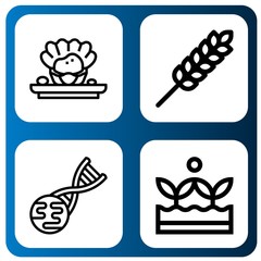 Set of gluten icons such as Shellfish, Wheat, Gmo, Crops , gluten