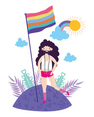 Man supporting lgtbi march design vector illustration