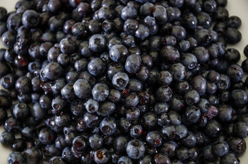 tasty blueberries in a plate. Close-up.