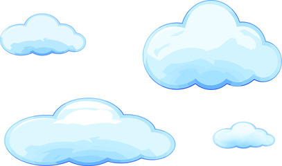 Many size Vector of blue clouds cartoon style isolated.