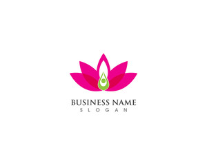Lotus flower with spa and yoga logo template illustration