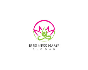 Lotus flower with spa and yoga logo template illustration