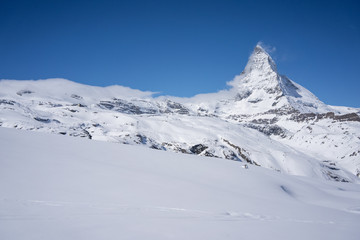 Fototapeta na wymiar matterhorn snow mountain peak in Zermatt Switzerland