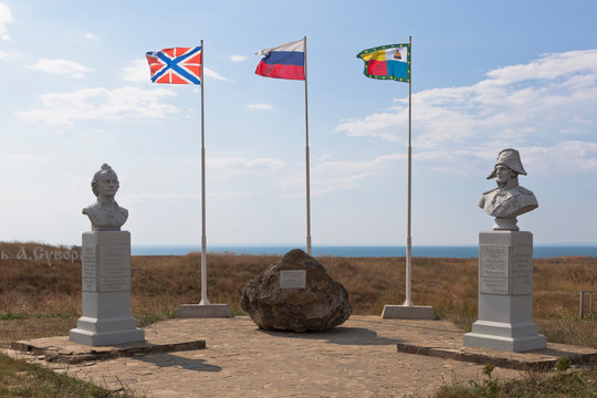 Busts of Alexander Suvorov and Fedor Ushakov at the Fanagori fortress in the village of Taman, Temryuk district of the Krasnodar region