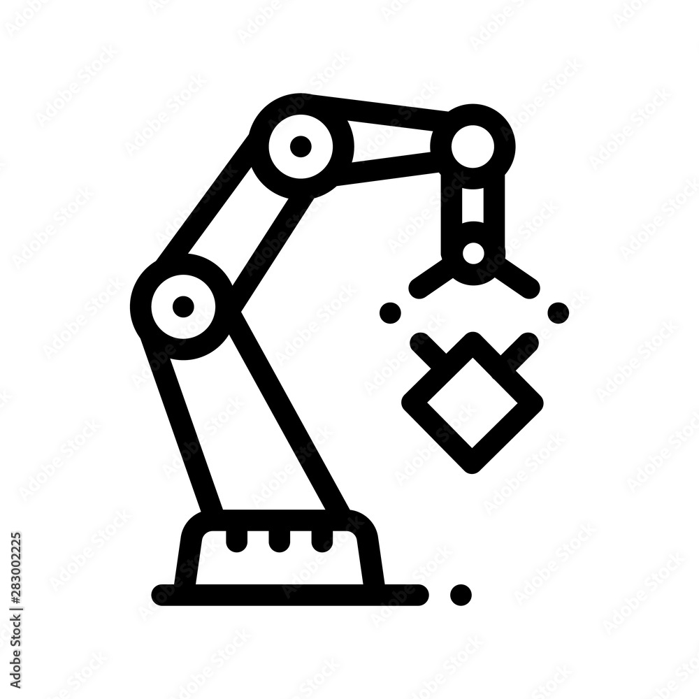 Poster mechanic robot transportation crane vector icon sign thin line. artificial intelligence robot detail