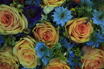 Fototapeta na wymiar Pink and blue wedding flowers