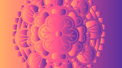 Circular pattern in form of mandala with lotus flower for Henna, Mehndi, tattoo, decoration. Decorative ornament in ethnic oriental style. Isolated gradient background.