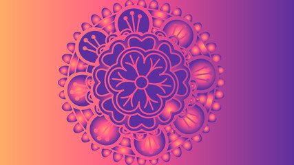 Circular pattern in form of mandala with lotus flower for Henna, Mehndi, tattoo, decoration. Decorative ornament in ethnic oriental style. Isolated gradient background.