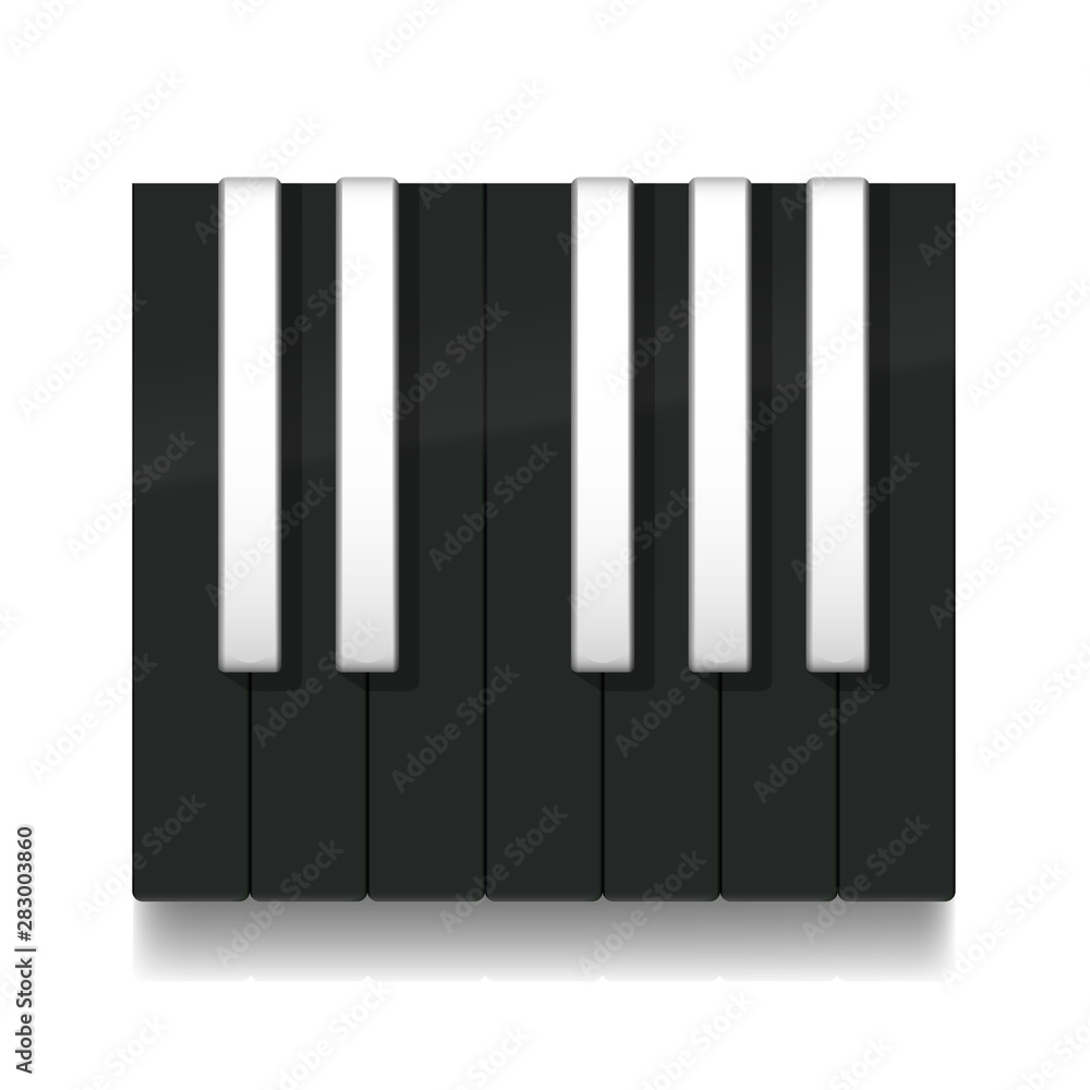 Poster reverse piano keys. one octave on a keyboard with inverse black and white keys. illustration on whit