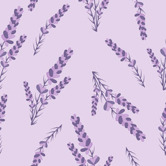 Purple lavender in a seamless pattern design