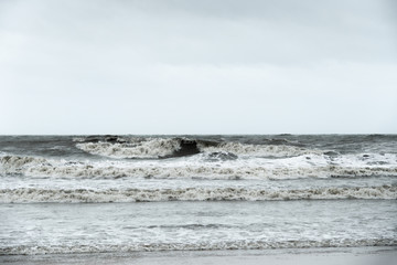 close up of dark waves in the bad weather, nature background