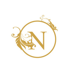 vector Initial n letter luxury beauty flourishes ornament monogram wedding icon logo vintage