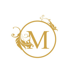 vector Initial m letter luxury beauty flourishes ornament monogram wedding icon logo vintage