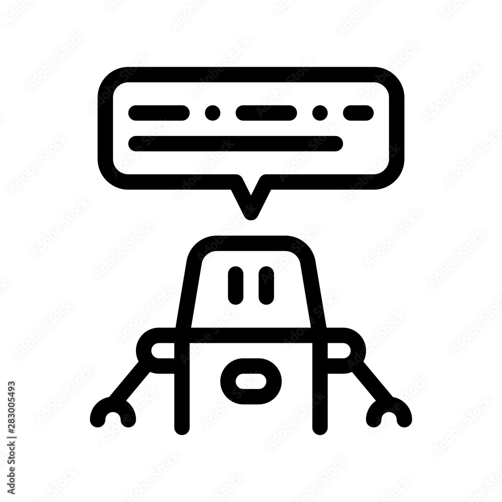 Wall mural Artificial Intelligence Chat Bot Vector Sign Icon Thin Line. Artificial Intelligence Robot Assistance Linear Pictogram. Technology Support, Fingerprint, Microchip Contour Illustration