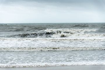 close up of dark waves in the bad weather, nature background