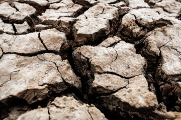 The very dry, cracked soil