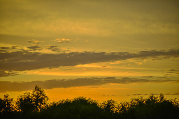 beautiful sunset on the Dnieper river in Belarus