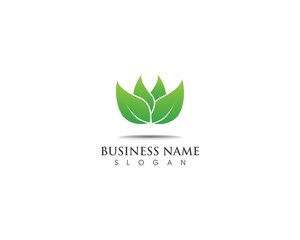 Green leaf  logo template design nature ecology