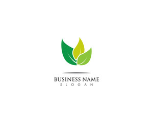 Green leaf  logo template design nature ecology