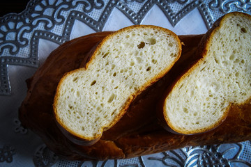 On fresh white bread are two sliced pieces