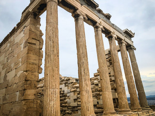streets and buildings in athens, greece - acropolis