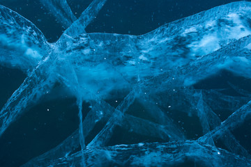 Texture of ice in frozen lake at Lake Bikal, Russia