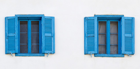 Fototapeta premium blue window with two covers