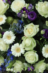 White and blue wedding flowers