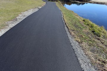 Newly laid asphalt path