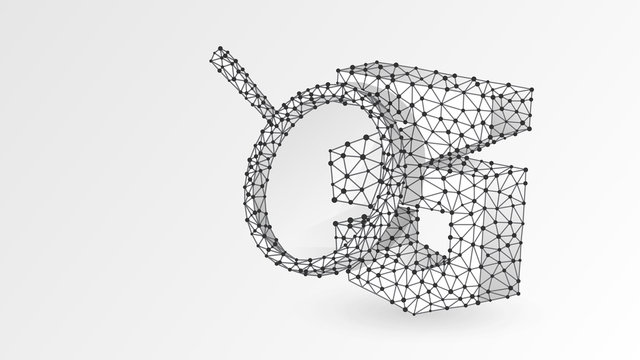 Magnifying glass Analysis of CSS coding language. Code analytics, programming, developing concept. Abstract, digital, wireframe, low poly mesh, vector white origami 3d illustration. Line, dot