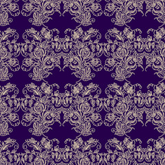 Seamless background of outlines of stylized flowers bunches