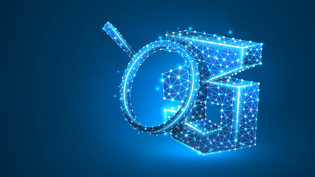 Magnifying glass Analysis of CSS coding language. Code analytics, programming, developing concept. Abstract, digital, wireframe, low poly mesh, Raster blue neon 3d illustration. Triangle, line, dot