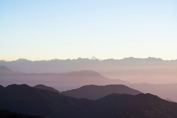 Mountain ranges against sky at morning, landscape photography