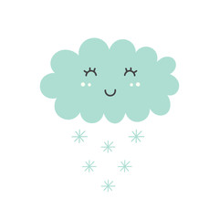 Cute snowy cloud isolated element