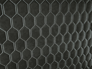 Leather stitched hexagon or honecomb black shiny texture