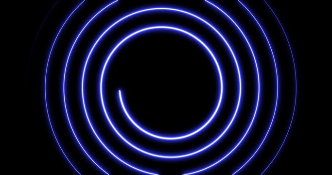 Blue neon glowing spiral line abstruct video animation