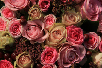 Pastel roses wedding arrangement